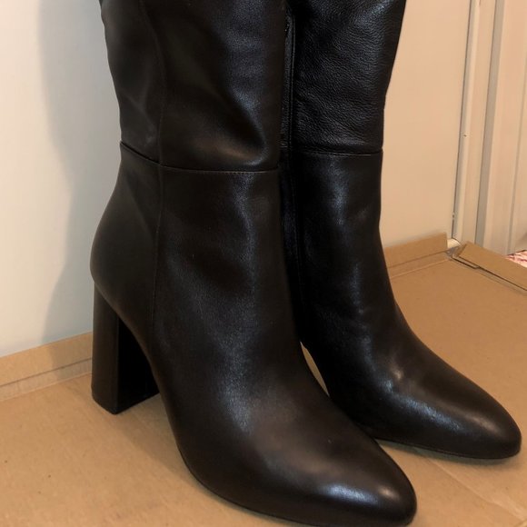 Steve Madden Black Leather Boots - Picture 1 of 2